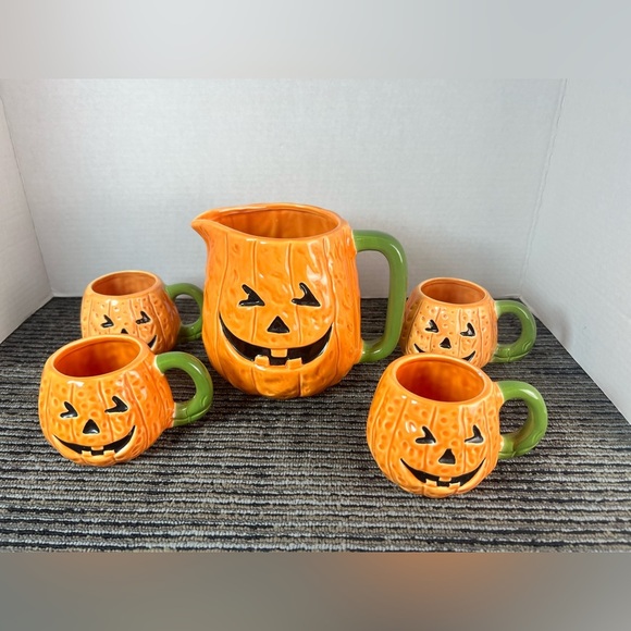Vintage 🎃 Halloween Jack-o-lantern Beverage Set - Picture 4 of 12
